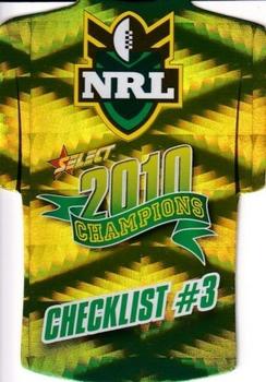 2010 NRL Champions - Holographic Jersey Cards #JDC3 Checklist #3 Front